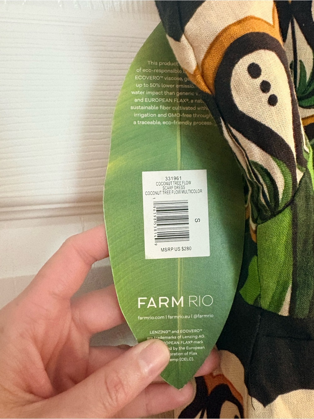 NWT Farm Rio Coconut Tree Flow Scarf Dress Size Small - Picture 5 of 6